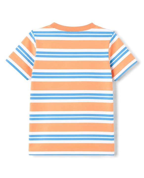 Babyhug 100% Cotton Single Jersey Knit Half Sleeves Striped T-Shirt & Shorts Set - Multicolor