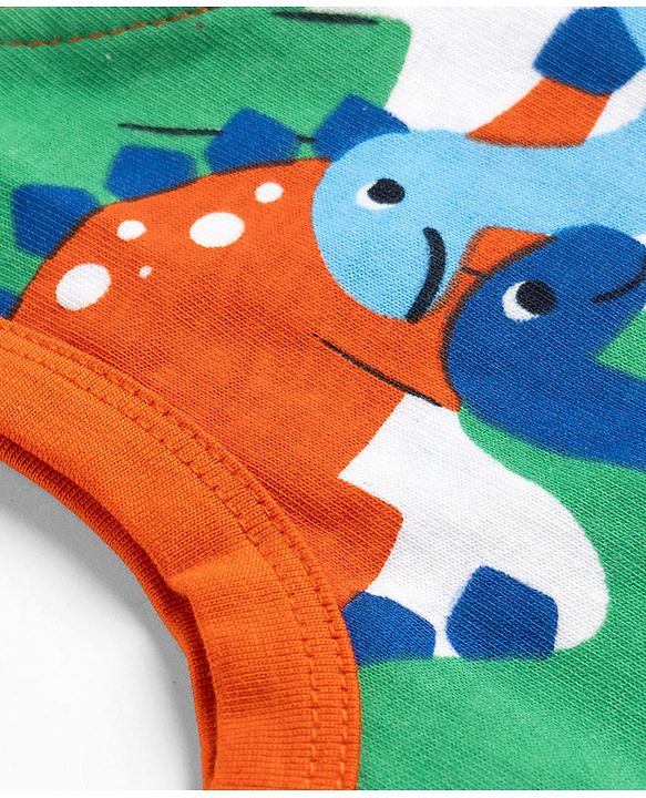 Babyhug Cotton Knit Sleeveless Tank T-Shirt With Dino Print - Multicolor