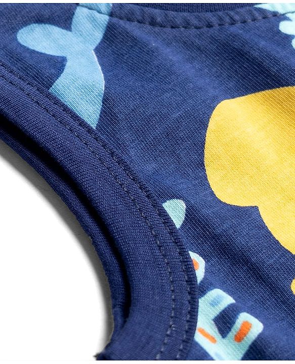 Babyhug Cotton Knit Sleeveless Tank T-Shirt With Sea Animals Print - Multicolor