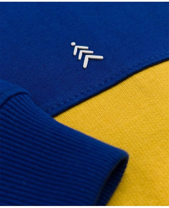 Pine Kids Cotton Knit Sweatshirt with Full Sleeves and Color Block Pattern - Navy Blue