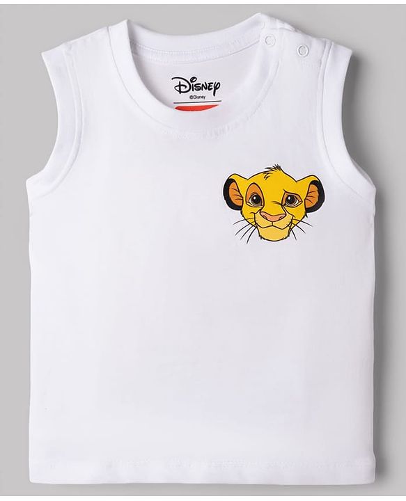 Babyhug Disney Cotton Single Jersey Knit T-Shirts with Sleeveless Styling and The Lion King Print in for in Navy Blue for Pack of 3 3-6 Months