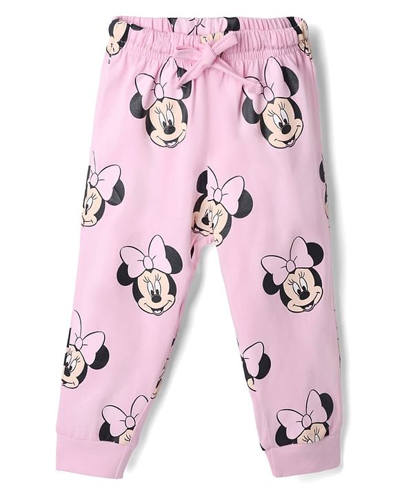 Babyhug Disney Single Jersey Knit Half Sleeves Co-Ords T-Shirt & Pyjama Night Suit with Minnie Mouse Graphic Pack of 2 - Pink & Green