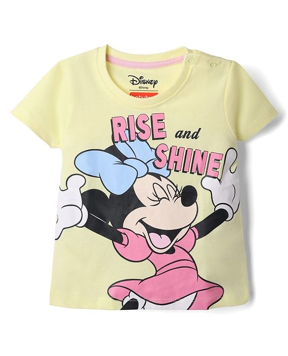 Babyhug Disney Single Jersey Knit Half Sleeves Co-Ords T-Shirt & Pyjama Night Suit with Minnie Mouse Graphic Pack of 2 - Pink & Green
