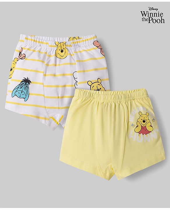 Babyhug Disney Single Jersey Knit Briefs With Winnie the Pooh Graphic Pack of 2 - White & Yellow