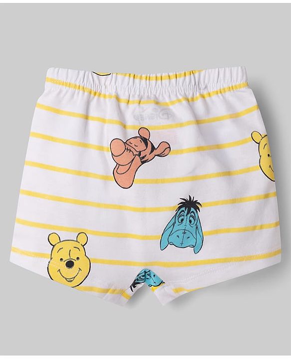 Babyhug Disney Single Jersey Knit Briefs With Winnie the Pooh Graphic Pack of 2 - White & Yellow
