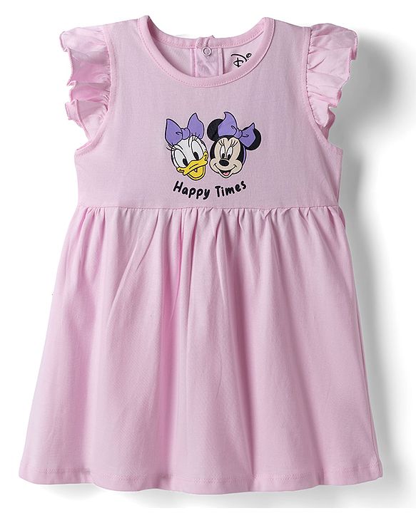 Babyhug Disney Single Jersey Knit Frill Sleeves With Minnie Mouse & Friend Graphics Pack of 2 - Pink & Lavender