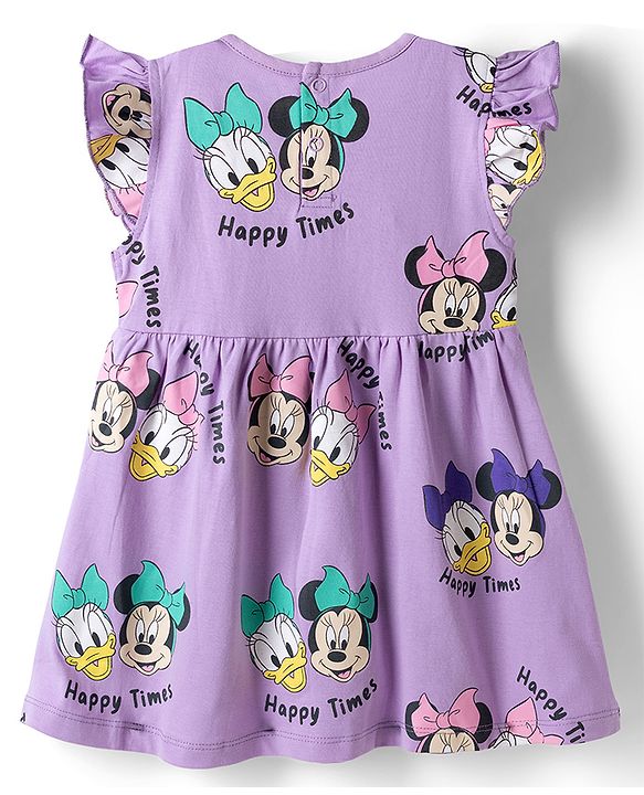Babyhug Disney Single Jersey Knit Frill Sleeves With Minnie Mouse & Friend Graphics Pack of 2 - Pink & Lavender