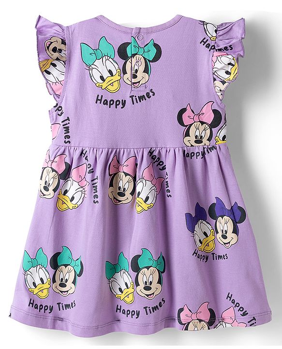 Babyhug Disney Single Jersey Knit Frill Sleeves With Minnie Mouse & Friend Graphics Pack of 2 - Pink & Lavender