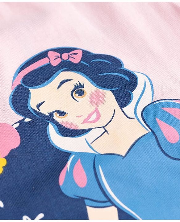Babyhug Disney 100% Cotton Knit Half Sleeves T-Shirt & Shorts Night Suit With Snow White Graphics - Multicolor