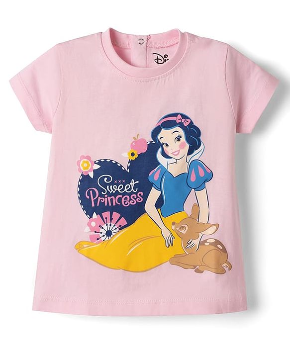 Babyhug Disney 100% Cotton Knit Half Sleeves T-Shirt & Shorts Night Suit With Snow White Graphics - Multicolor
