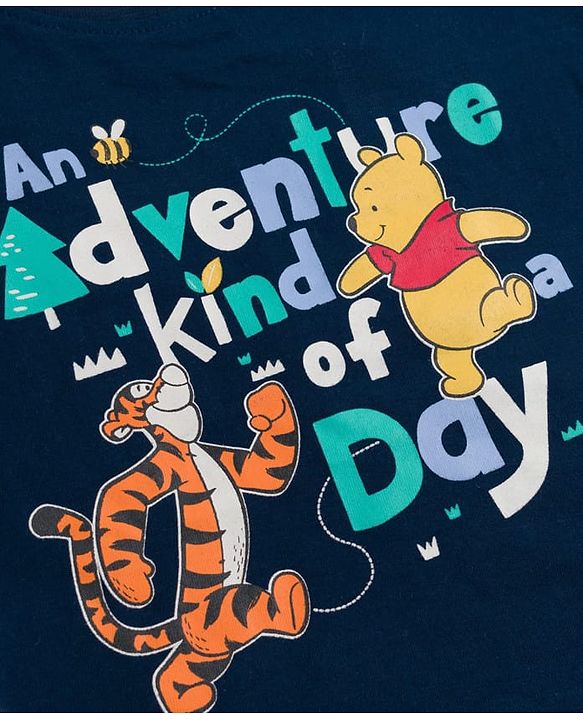 Babyhug Disney Single Jersey Knit Half Sleeves T-Shirt & Shorts Night Suit Winnie the Pooh & Friends Graphics -  Navy