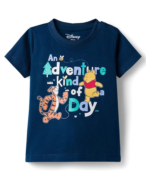 Babyhug Disney Single Jersey Knit Half Sleeves T-Shirt & Shorts Night Suit Winnie the Pooh & Friends Graphics -  Navy