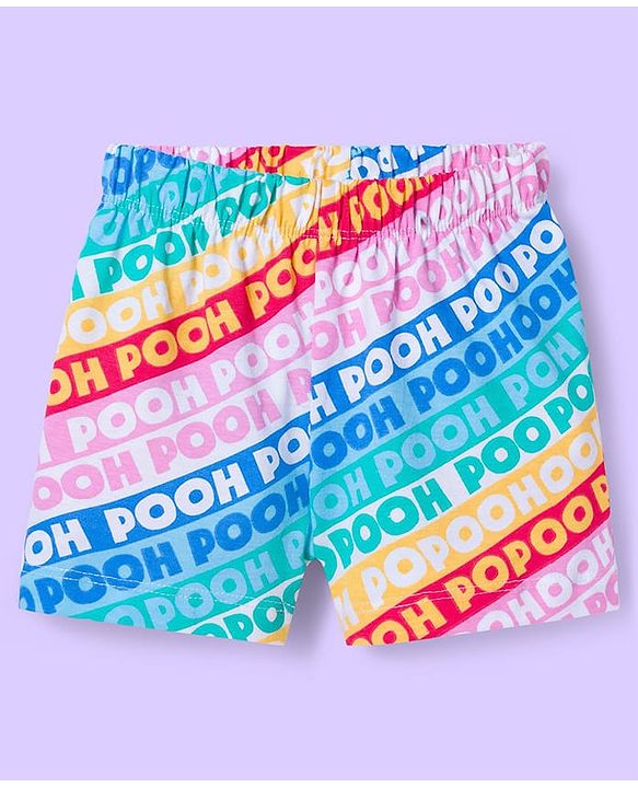 Babyhug Disney Single Jersey Knit Half Sleeves T-Shirt & Shorts Co-ord Night Suit with Winnie The Pooh Graphics - Multicolor