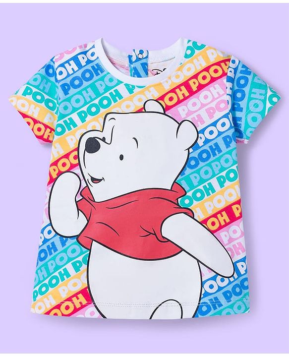 Babyhug Disney Single Jersey Knit Half Sleeves T-Shirt & Shorts Co-ord Night Suit with Winnie The Pooh Graphics - Multicolor