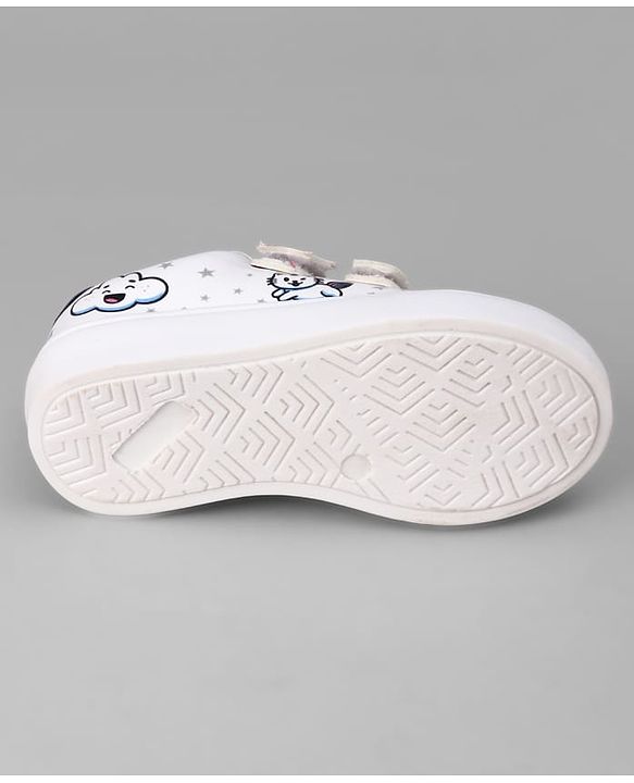 Pine Kids Velcro Closure Casual Shoes With Star Applique & Cat Print - Pink
