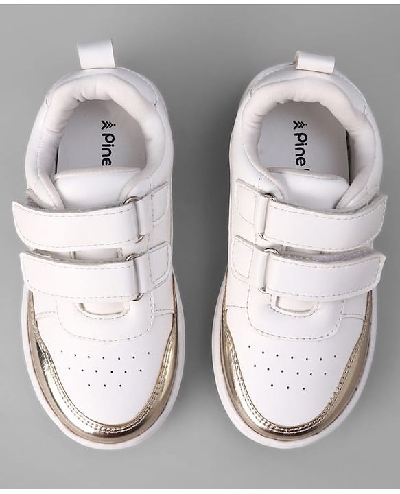 Pine Kids Velcro Closure Solid Colour Casual Shoes - Golden
