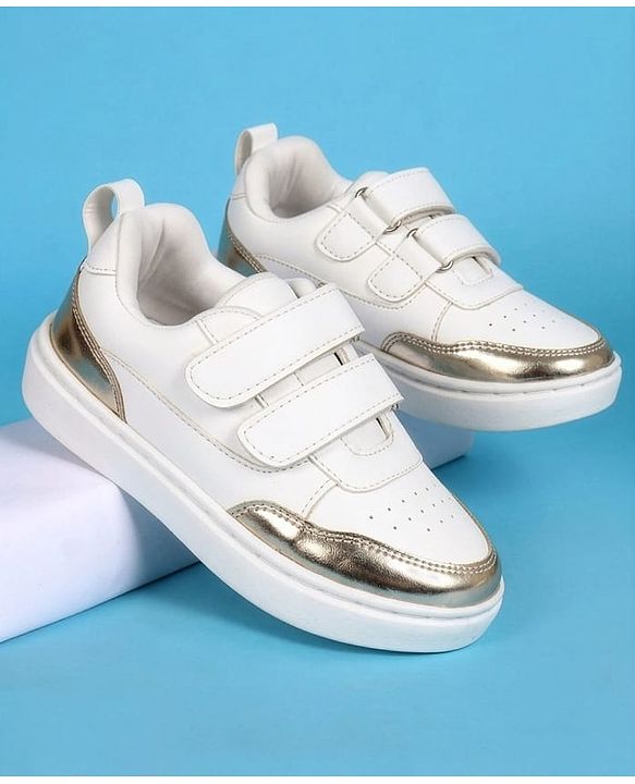 Pine Kids Velcro Closure Solid Colour Casual Shoes - Golden