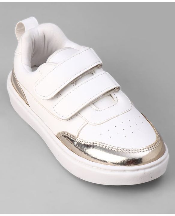Pine Kids Velcro Closure Solid Colour Casual Shoes - Golden