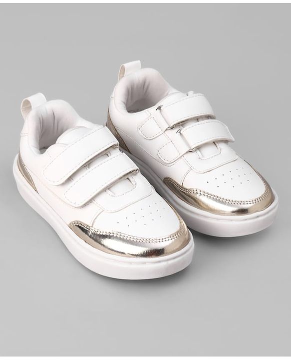 Pine Kids Velcro Closure Solid Colour Casual Shoes - Golden
