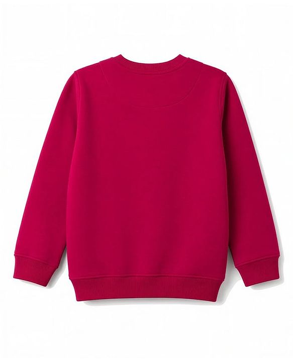 Pine Kids Knit Full Sleeves Sweatshirt with Floral Print -  Red