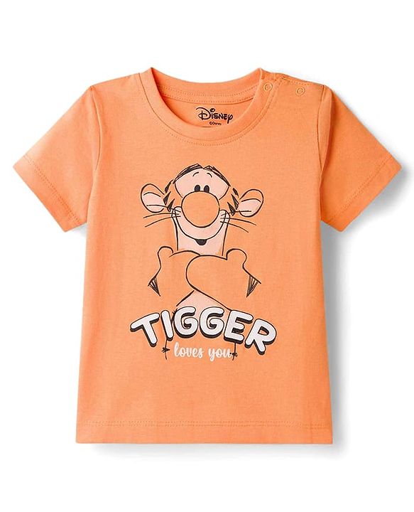 Babyhug Disney Single Jersey Knit Half Sleeves T-Shirt & Shorts Night Suit with Tigger Graphics - Orange