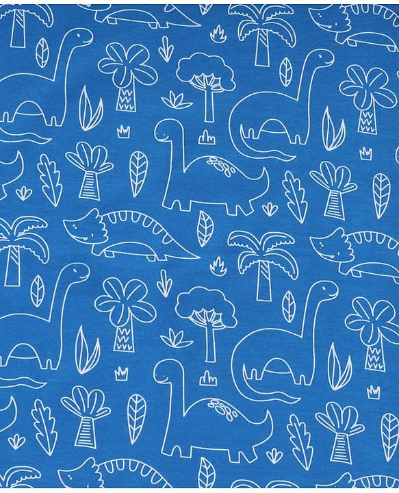Babyhug Interlock Knit Hooded Towel with Dino Print L 74 x B 74 cm - Blue