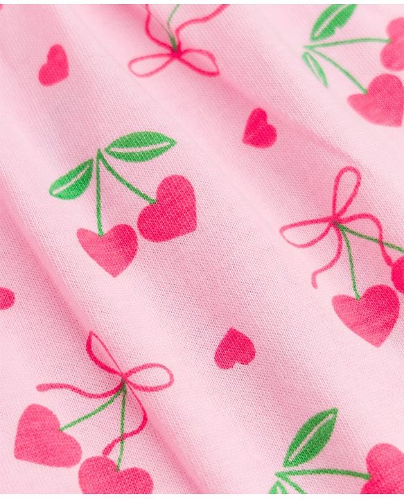 Babyhug 100% Cotton Knit Half Sleeves Top & Pyjama Co-ords Night Suit With Strawberry Print - Pink
