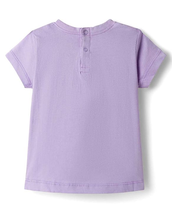 Babyhug Disney Single Jersey Knit Half Sleeves T-Shirt & Shorts Night Suit with Marie Graphics - Lilac