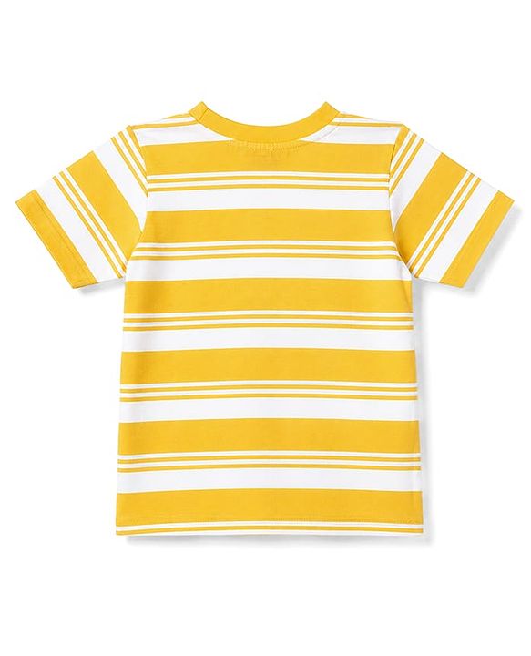 Babyhug Cotton Knit T-Shirt Half Sleeves Striped with Graphics Multi Color 12-18 Months