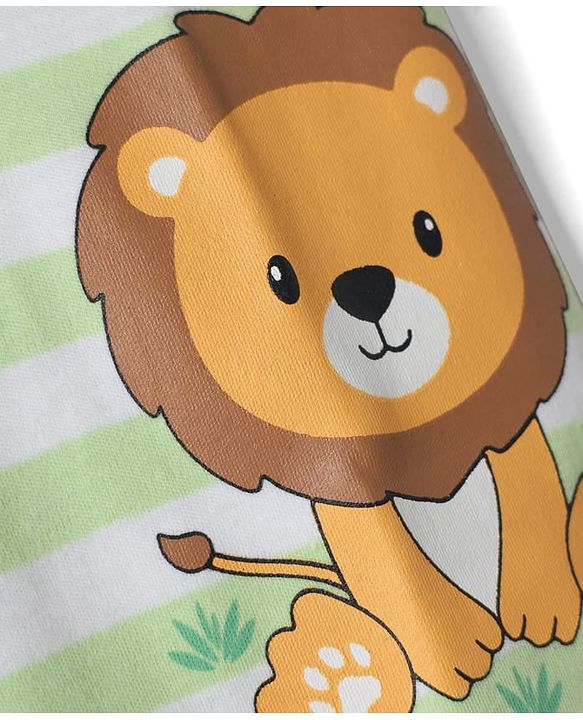 Babyhug Cotton Knit T-Shirt Half Sleeves Striped with Graphics Multi Color 6-9 Months