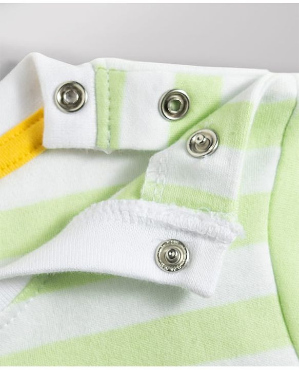 Babyhug Cotton Knit T-Shirt Half Sleeves Striped with Graphics Multi Color 6-9 Months