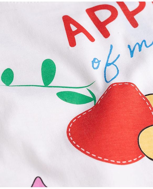 Babyhug Disney Single Jersey Knit Half Sleeves T-Shirt & Shorts Night Suit with Winnie the Pooh Graphics - White