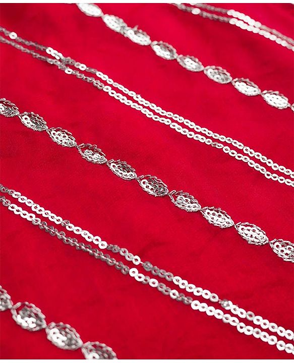 Babyhug Cotton Blend Woven Full Sleeves Kurta Dhoti Set With Sequin Detailing - Red