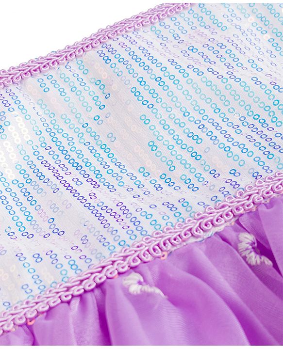Babyhug Organza Woven Sleeveless Ethnic Dress With Floral Embroidery - Purple