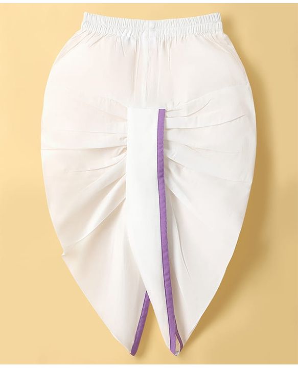 Babyhug Chanderi Woven Full Sleeves Kurta Dhoti Set with Embroidery - Purple