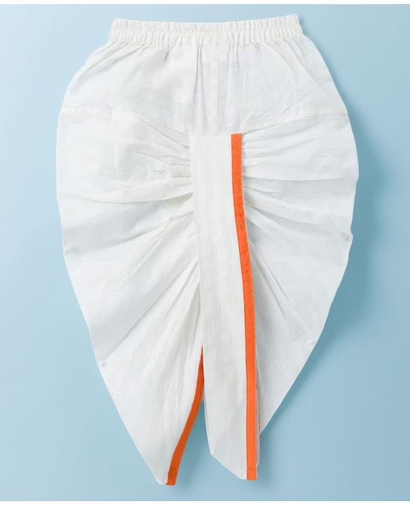 Babyhug Chanderi Woven Full Sleeves Kurta Dhoti Set With Sequin Detailing - Orange