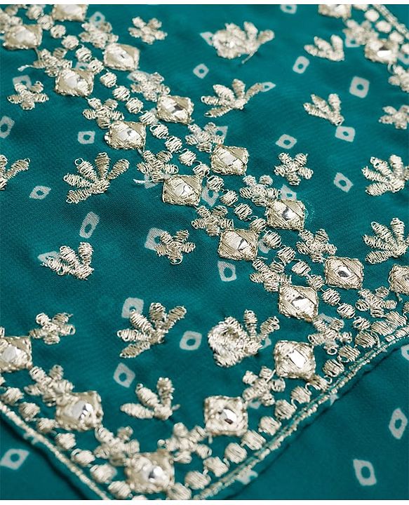 Babyhug Georgette Woven Half Sleeves Printed Kurti Gharara Set With Floral Embroidery & Dupatta - Mint Green