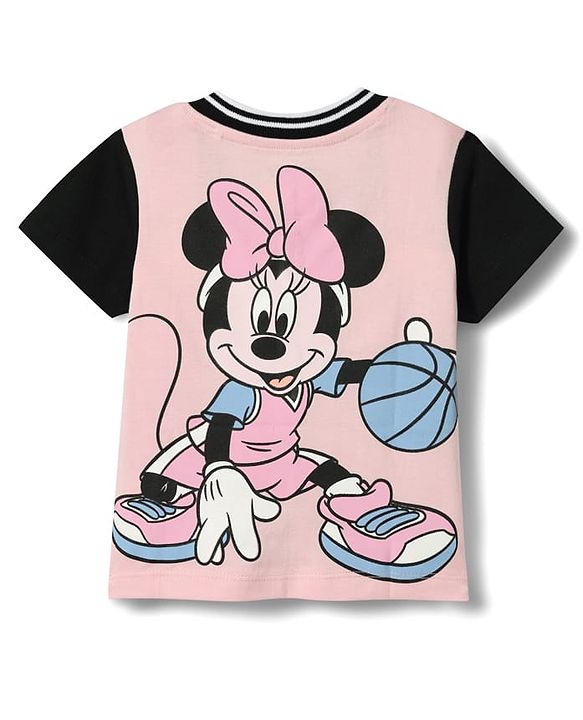 Babyhug Disney 100% Cotton Knit Half Sleeves T-Shirt & Pant Set With Minnie Mouse Graphics - Multicolor