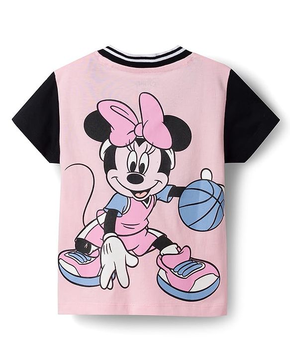 Babyhug Disney 100% Cotton Knit Half Sleeves T-Shirt & Pant Set With Minnie Mouse Graphics - Multicolor