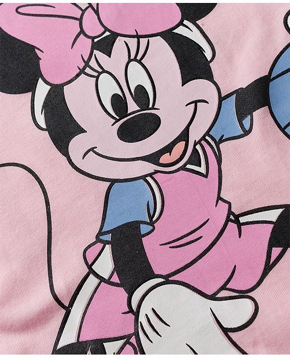 Babyhug Disney 100% Cotton Knit Half Sleeves T-Shirt & Pant Set With Minnie Mouse Graphics - Multicolor
