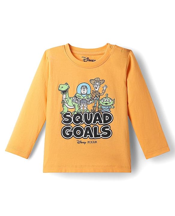 Babyhug Disney Single Jersey Knit Full Sleeves T-Shirt & Pyjama Night Suit with Toy Story Graphics - Mustard
