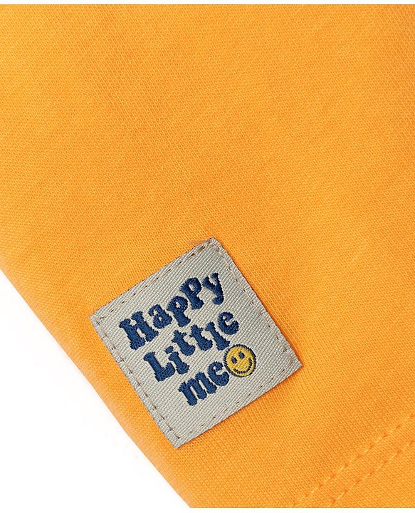 Babyhug 100% Cotton Knit Half Sleeves Solid T-Shirt & Shorts Set With Patch - Orange