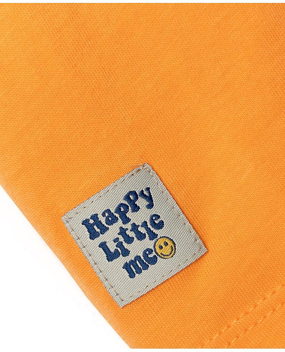 Babyhug 100% Cotton Knit Half Sleeves Solid T-Shirt & Shorts Set With Patch - Orange
