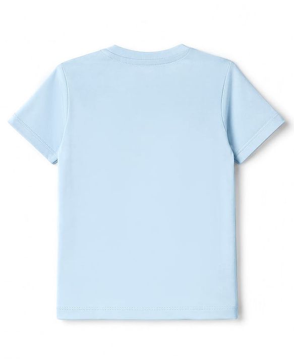 Babyhug 100% Cotton Knit Half Sleeves Solid T-Shirt & Shorts Set With Patch - Light Blue