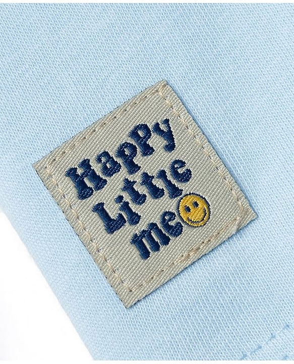 Babyhug 100% Cotton Knit Half Sleeves Solid T-Shirt & Shorts Set With Patch - Light Blue