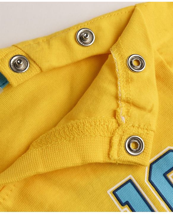 Babyhug 100% Cotton Single Jersey Knit Half Sleeves T-Shirt & Shorts With Champion Print - Yellow