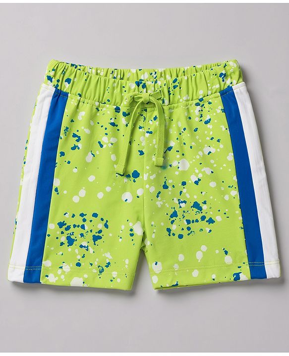 Babyhug 100% Cotton Knit Half Sleeves Text Printed T-Shirt & Shorts Set - Lime Green & Light Blue