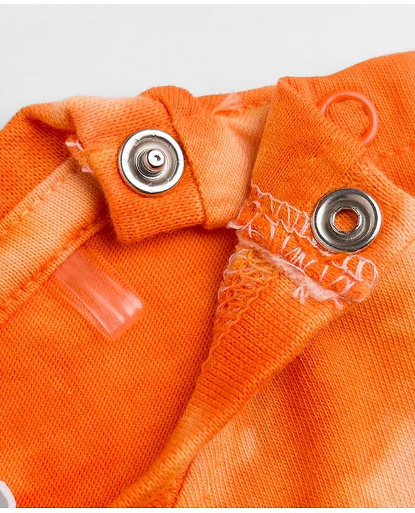 Babyhug Single Jersey Knit Half Sleeves Tie & Dye Effect T-Shirt & Shorts Co Ord Set with Miami Beach Print - Orange