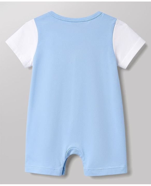 Babyhug 100% Cotton Knit Half Sleeves Romper with Turtle Print - Multicolor