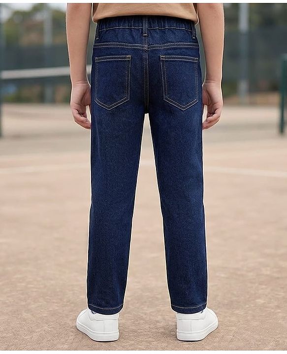 Pine Kids Woven Full Length Washed Denim Jeans - Navy Blue